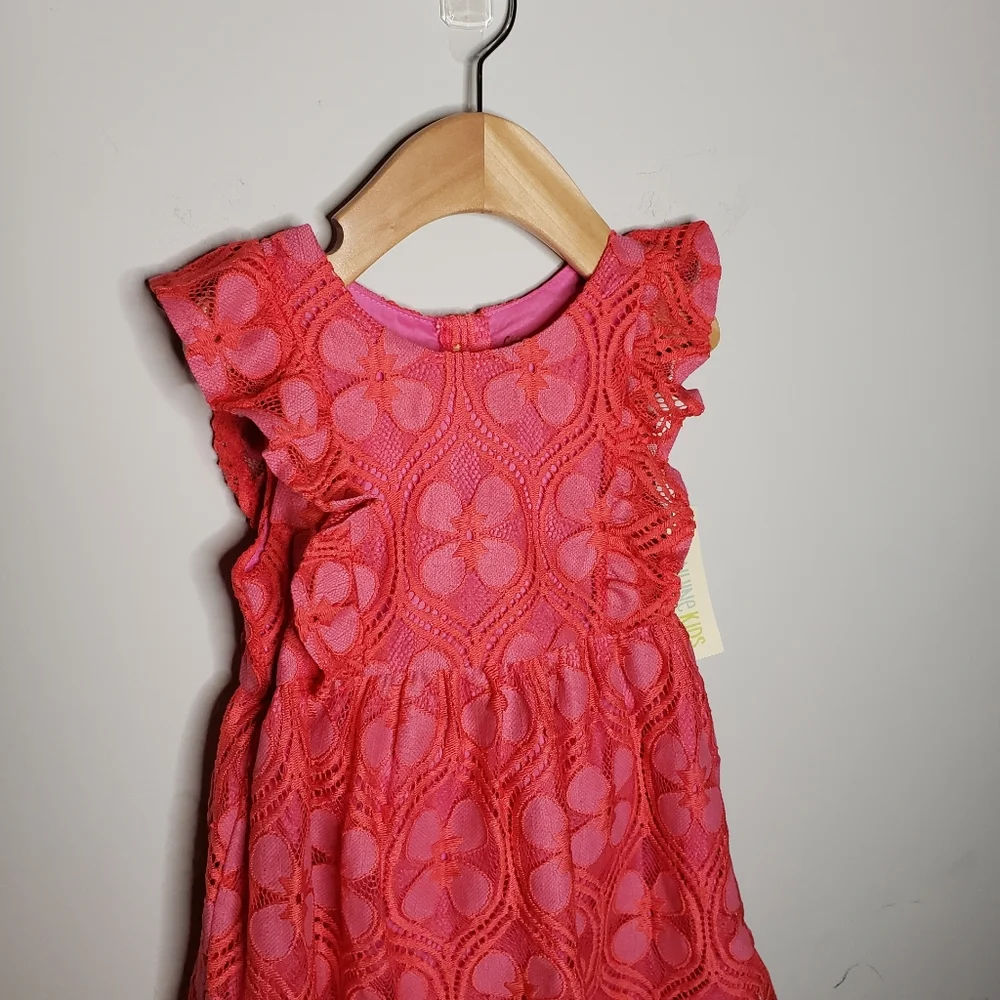 NWT Oshkosh 18 Months Baby Girl Floral Embroidered Lace Ruffled Dress